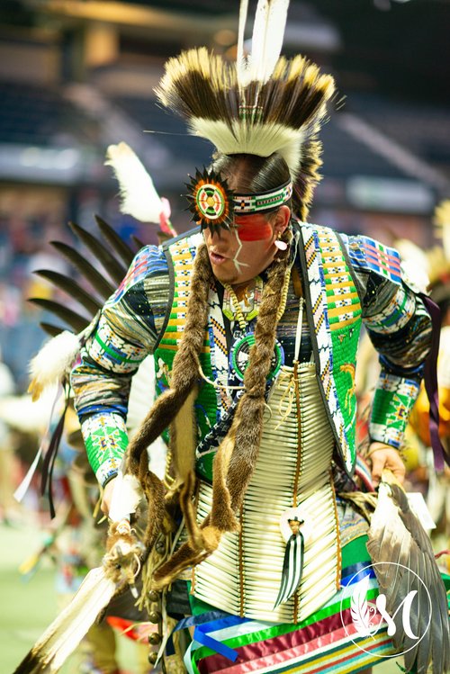 A men's traditional dancer at the FNUC Spring Powwow - photo courtesy the FNUC